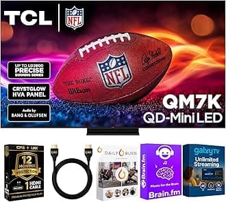 TCL 98-Inch QM7K QD Mini LED Smart Google TV - Dolby Vision , Dolby Atmos, HDR, Game Accelerator 288 Hz, Alexa Compatible w/ 12 Month CPS Protection, AUX HDMI Cable, Streaming