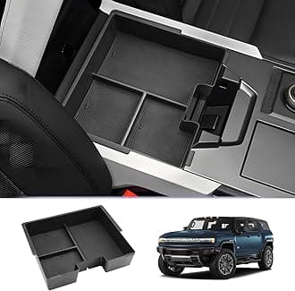 Center Console Organizer Compatible with 2022 2023 2024 2025 2026 GMC Hummer EV Accessories 2025 2026 Hummer EV Center Console Organizer Armrest Storage Box Armrest Organizer Insert Tray (Black)