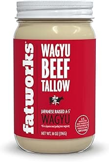 Fatworks 100 % Pure A5 Japanese Wagyu Tallow, Ultimate Brisket Flavorizer, Certified A5 Wagyu, KETO, PALEO, CARNIVORE, WHOLE30 friendly, Non Hydrogenated- 14 oz.