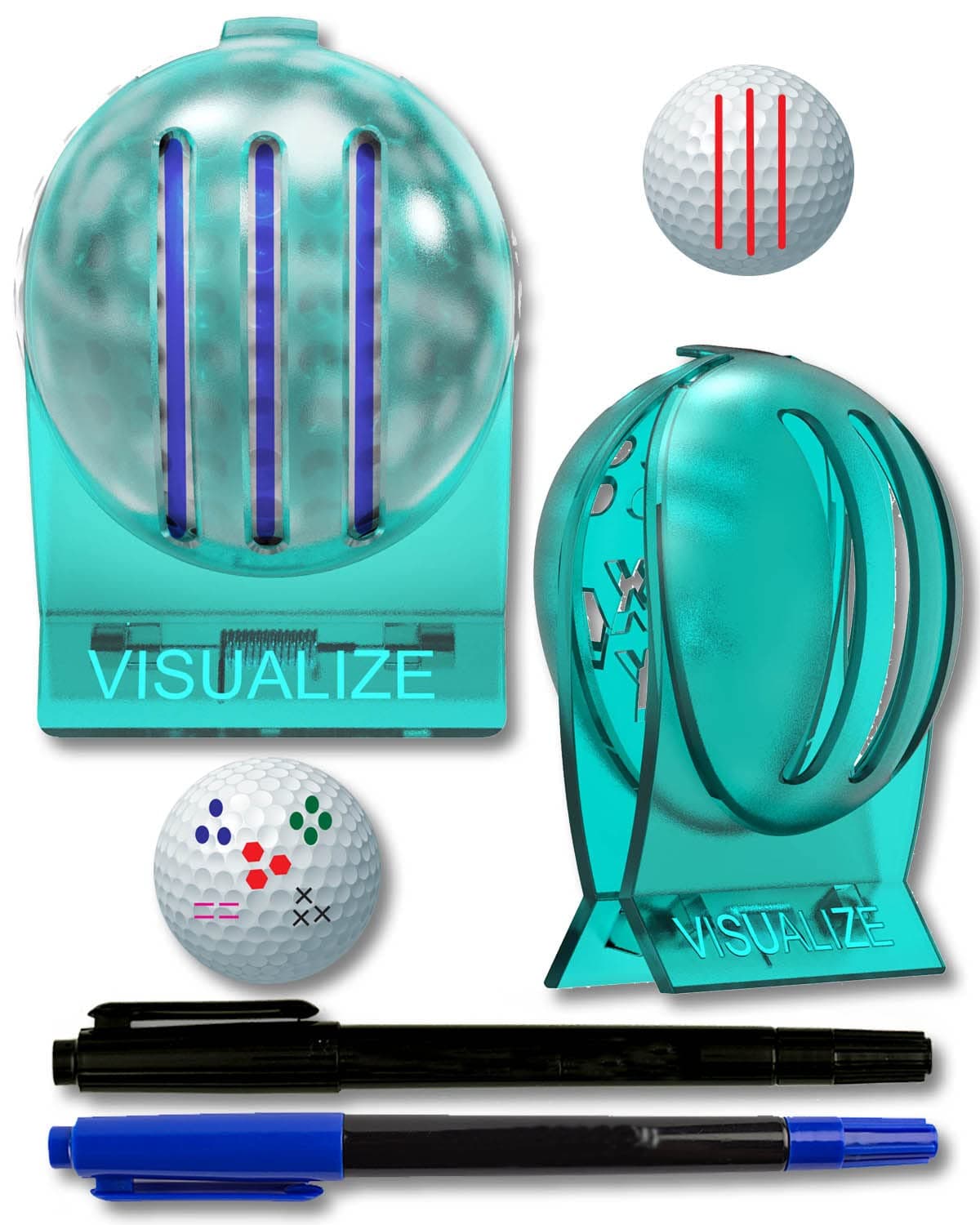 VISUALIZE TRI-LINE Golf Alignment Kit - Unique 3 line Liner Tool - Golf Ball Stencil - - Golf Accessories That Make Perfect Golf Gifts for Men or Women! Triple Your Confidence on The Putting Greens