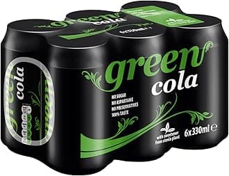 Green Cola Cans 24 Pack, No Sugar Soft Drink, 0 Calories, No Aspartame, Natural Caffeine, 100% Taste - 4 x 6 Pack of 330 ml (24 Cans Total)