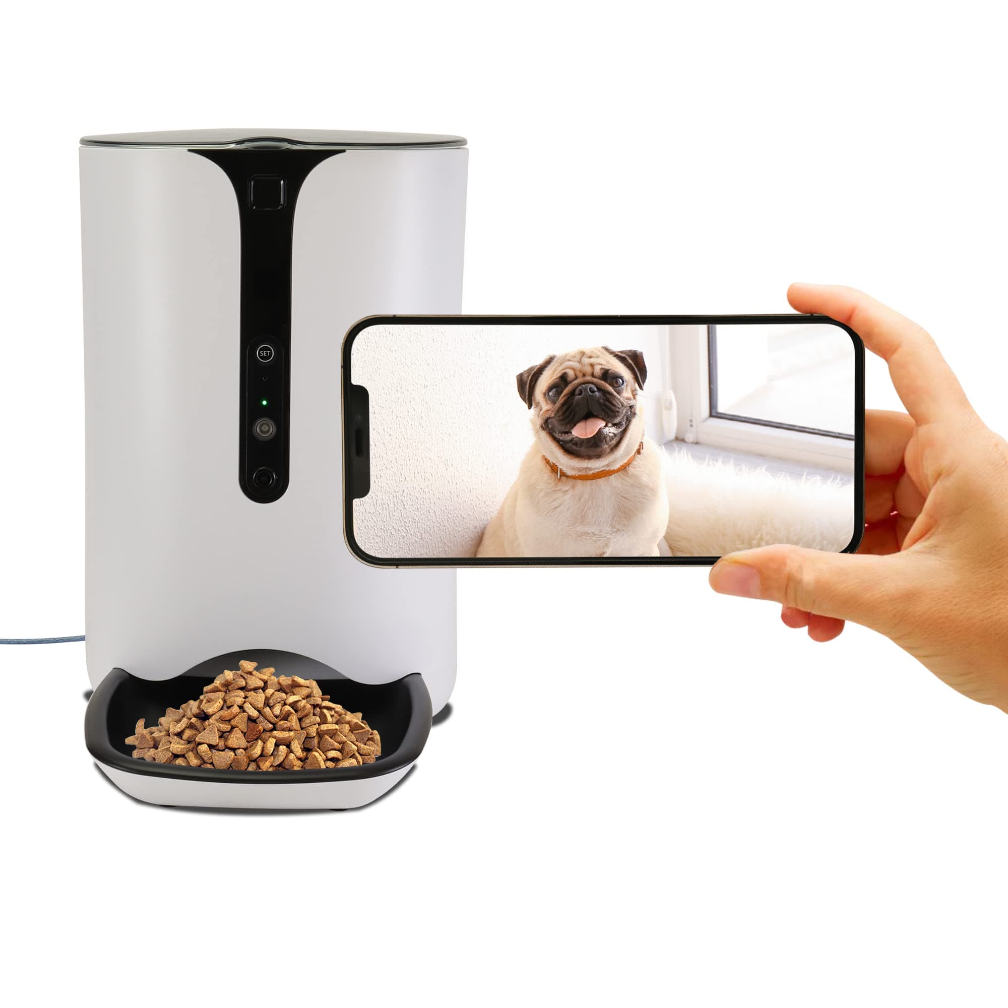 LentekSmart Automatic Cat Feeder with 720p HD Video, 2-Way Audio, Automatic Pet Feeder WiFi Cat or Dog Wet Food Dispenser, Schedule Mealtimes, Portion Control with timer, Barking Alerts with Free App