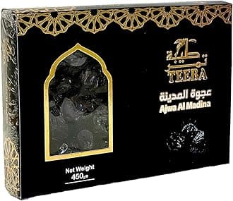 Premium Ajwa Dates from Al-Madina, 450g/900g, Natural Fresh Sweet Dates, High Fiber Snack, Saudi Arabian Import (450g (15.8 oz) Box)