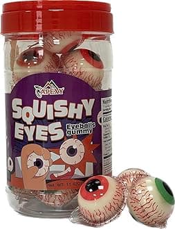 Apexy Eyeball Gummies - with Fruity Liquid Center Eyeball Candy for Halloween, Birthday, Trick Or Treat, Party Candy - Jelly Filled Gummies Candy for Kids, Fat Free, Nut Free. (Eyeball)