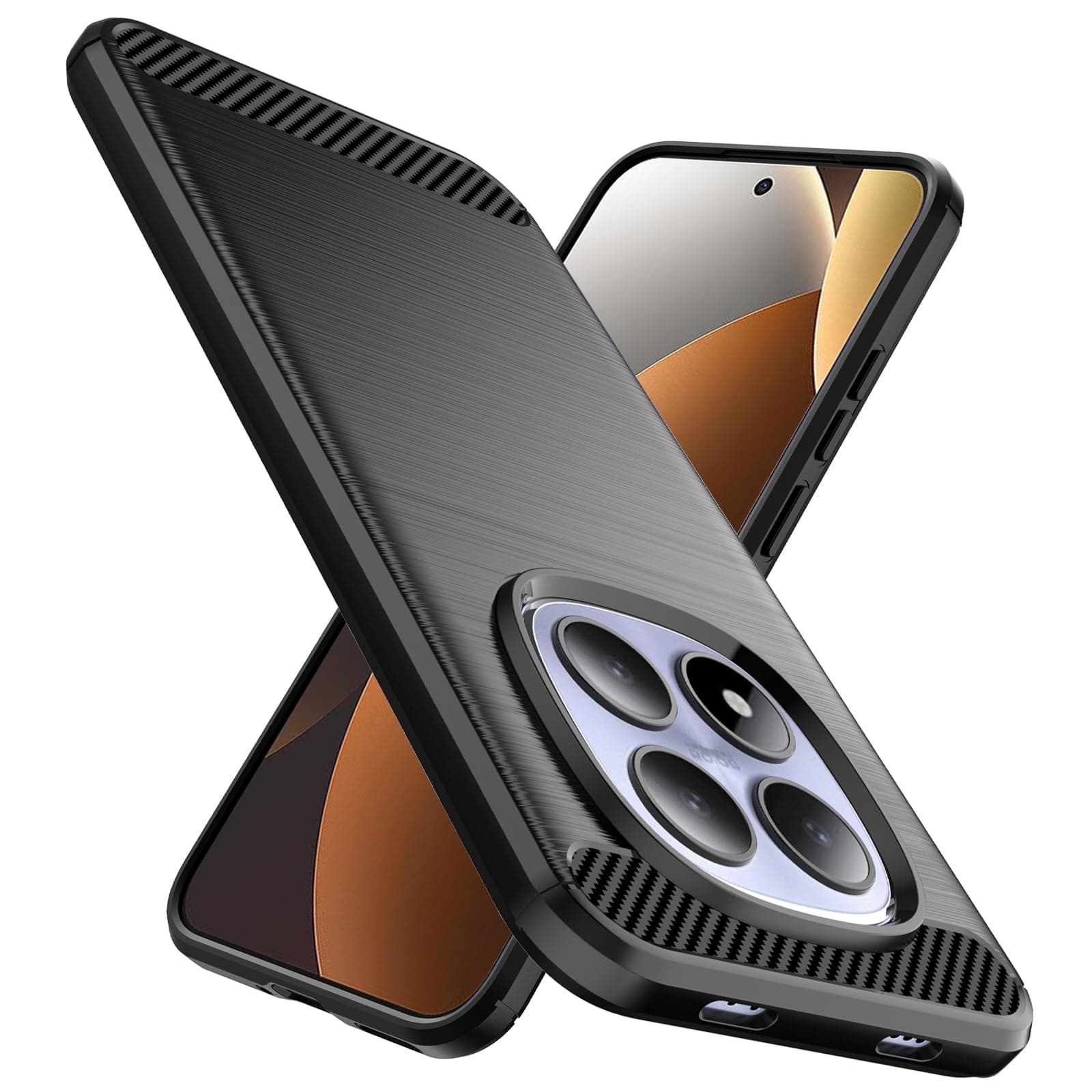 Designed for Xiaomi Redmi Note 15 Pro 5G Case,Flexible TPU [Brushed Texture] [Anti-Slip] Shockproof Military Protection Bumper Phone Case,Slim Case Cover for Redmi Note 15 Pro 5G,Black