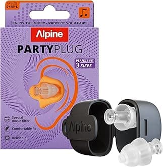 PartyPlug Ear Plugs for Concerts - New & Improved - 19dB Noise Reduction - Festival Essential Hearing Protection - Reusable Earplugs for Music, Concerts & Raves - 3 Tip Sizes - Transparent