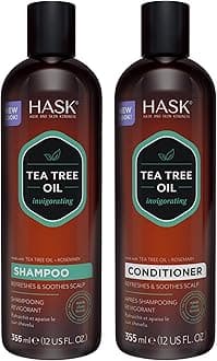 HASK TEA TREE OIL & ROSEMARY Invigorating Shampoo + ConditionerSet for All Hair Types, Color Safe, Gluten-Free, Sulfate-Free, Paraben-Free, Cruelty-Free - 1 Shampoo and 1 Conditioner