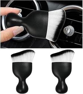 2PCS Car Interior Dust Brush, Soft Scratch Free Auto Detailing Brushes, Universal Vehicle Interior Cleaning Tool for Automotive Dashboard, Air Vents, Leather (White & Black)