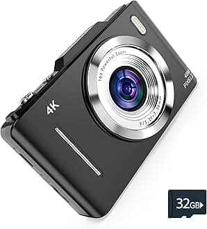 CRYOTECH 4K Digital Camera - 48MP Photos, 32GB SD Card & Lanyard Included - Black, Point-and-Shoot Digital Camera, Kids Digital Camera