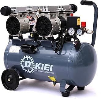 50L Air Compressor, Oil Free, 9.6cfm, 3.5HP/2.6kw, 115psi/8bar, Low Noise, Maintenance Free Compressor with 2 Pressure Gauges for Tire Pumping, Car Grooming, Home Spray-Painting, Nailing, Grey