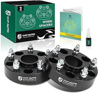 YHTAUTO 5x5 Wheel Spacers 1.5 Inch Compatible with 1999-2018 Jeep Grand Cherokee Wrangler Commander 5x127mm Tire Spacers w/ 1/2"-20 & 12.9 Grade Studs, 71.5mm Hub Bore 5 Lug 2PCS Black Wheel Adapter