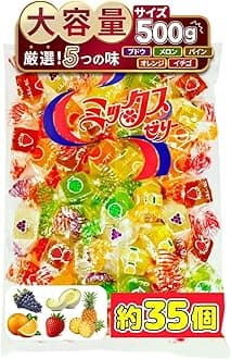 Kinjo Seika Mix Agar Jelly Large Size 500g (Approximately 35 pieces) 5 Flavors: Strawberry, Orange, Grape, Melon, Pineapple ASMR Popular on TikTok