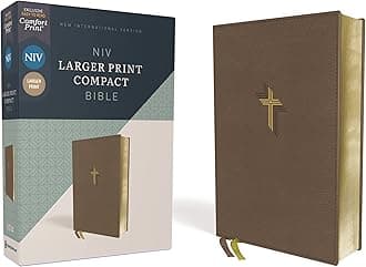 NIV, Larger Print Compact Bible, Leathersoft, Brown, Red Letter, Comfort Print