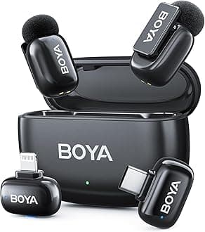 BOYA Mini 2 Wireless Lavalier Microphone with AI Noise Cancellation, App Control, 30H Battery Charging Case - for iPhone/iPad & Android, Mini Microphone for Video, Vlogging, TikTok Content Creator