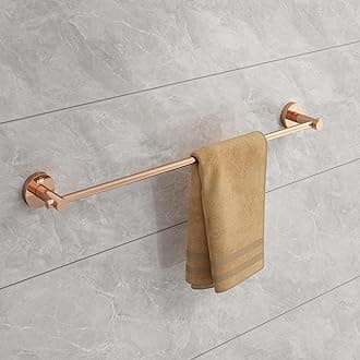 USF 24 Inch Bathroom Towel Rod, Durable 304 Stainless Steel Wall Rod for Towels and Home Use, PVD Rose Gold Finish, Compact Towel Organizer, 25 Years Warranty - Puma