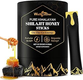 Pure Himalayan Shilajit Honey Sticks - Organic Raw Honey Shilajit Sticks for Men Women with Saffron Boost Energy Vitality & Immune Support 30 Packs