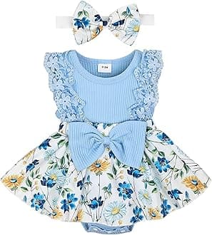 Baby Girl Clothes Newborn Romper Dress Infant Lace Ruffle Sleeveless Summer Outfits with Headband 0-12 Months