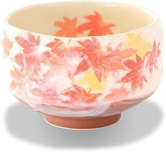 Mino Ware Mini Matcha Tea Bowl, 3.7 inch, Momiji-Maple Red, Japanese Pottery, Ceramic, Small Tea Bowl, Sake, Gift, Chawan, 5.4 floz
