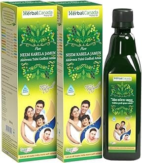 Herbal Canada Neem Karela Jamun Juice || Helpful For Skin & Hair || 1 Ltr (Pack of 2)
