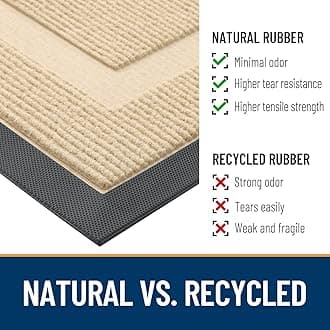 OLANLY Front Door Mat Indoor Outdoor Entrance, Waterproof All-Season, All-Weather Doormat, Sturdy Natural Rubber, Fade Resistant, Low Profile, Easy Clean Patio Porch Entryway Mat, 71x47, Beige