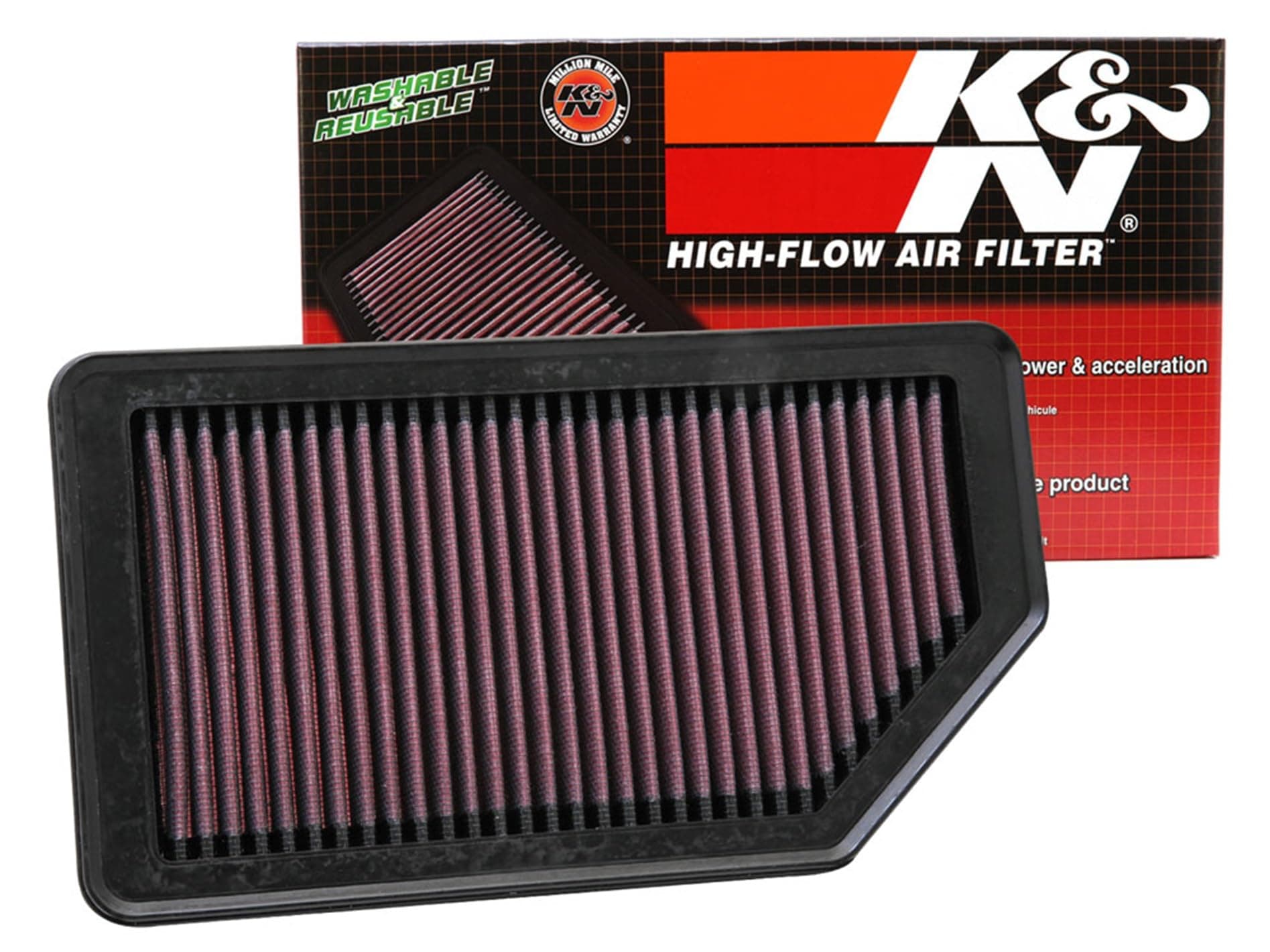 K&N High-Flow Original Lifetime Engine Air Filter: Increase Power: Premium, Washable: Compatible with 2011-2019 Dodge/Hyundai: Attitude, Accent, Veloster, Rio, Soul, 33-2472