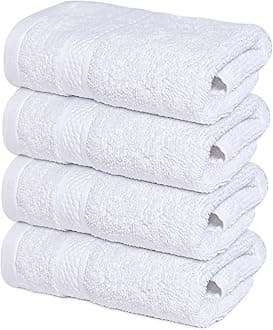 Infinitee Xclusives Premium White Washcloths Set – Pack of 4, 13x13 Inches 100% Cotton Wash Cloths for Your Body and Face Towels, Kitchen Dish Towels and Rags, Baby Washcloth