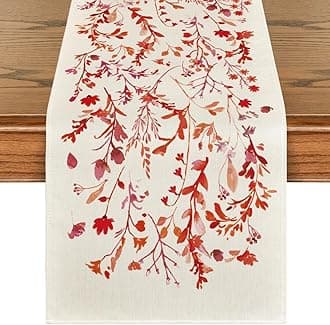 Artoid Mode Floral Leaves Valentine's Table Runner, Wild Flowers Seasonal Kitchen Dining Table Decoration for Home Party Decor 13x36 Inch