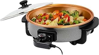 11.5-Inch Electric Skillet & Frying Pan, 1400W Nonstick Cooking Pan with Adjustable Temperature Control, Tempered Glass Lid with Steam Vent, Cool-Touch Handles, Easy-Clean Copper SK11112CO