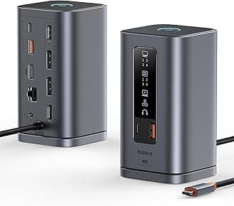 Docking Station Spacemate Series 11-in-1 Docking Station 3 Monitors with 2 x HDMI 1 x DP 4K @ 60Hz, 3 x USB-A/C 10 Gbps, 1 Gbps Ethernet, 100 W PD, Compatible with Laptop