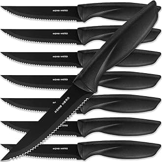 Home Hero Ultra-Sharp Stainless Steel Kitchen Knife Set - Chef Knives Set (8 pcs Steak Knife Set - Black)