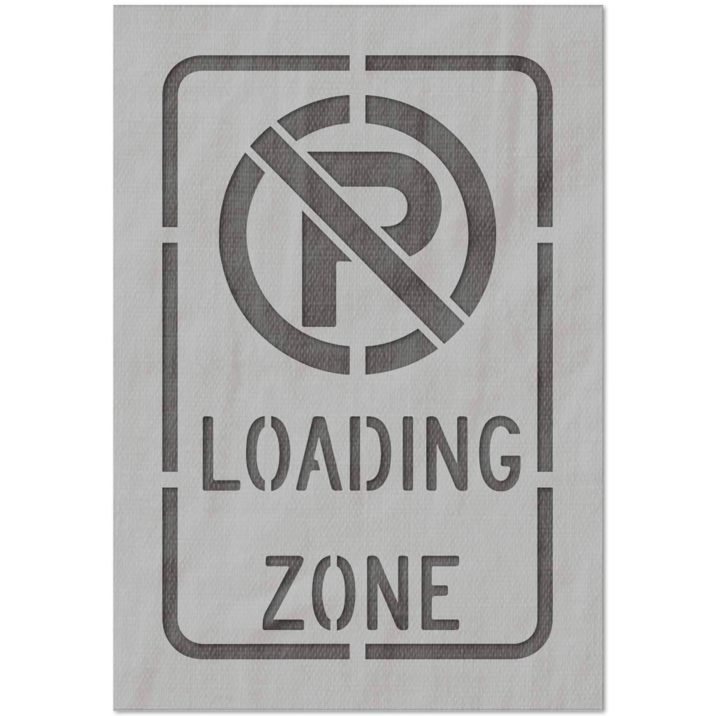 Stencil Stop No Parking Loading Zone Symbol Sign Stencil - Reusable for DIY Projects, Painting, Drawing, Crafts - 14 Mil Mylar Plastic (11.62 x 18 inches)