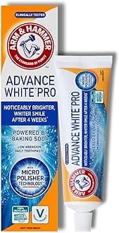 Arm & Hammer Advance White Pro Toothpaste, Baking Soda Teeth Whitening Toothpaste with Micro Polisher Technology, 2 Shades Whiter in 4 Weeks, 75 ml Tube