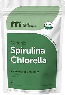 Organic Spirulina Chlorella Tablets, 3,000mg Per Serving, 720 Tablets (4 Month Supply) | 50/50 Blend Superfood | Cracked Cell Wall for Better Absorption | Rich in Vegan Protein & Chlorophyll