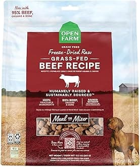 Open Farm Freeze Dried Raw Dog Food, Humanely Raised Meat Recipe with Non-GMO Superfoods and No Artificial Flavors or Preservatives (3.5 Ounce (Pack of 1), Grass Fed Beef Recipe)