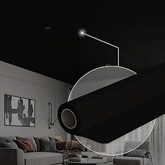 Ceiling Decor Film - Black Matt PVC Stretch Ceiling - Room Ceiling Covering Kit, DIY Installation for Modern Ceiling Design fits Kit #10 Film Size 6'7'' * 10'6''