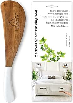 LIFT & TUCK DESIGN Bed Sheet Tucker Tool, Designed in Australia, Ergonomic, Improved Daily Living Aid, Woodcrafted, Relieves Back Pain, Bed Maker Tool Helper, Mattress Lifter Wedge for Changing Sheets