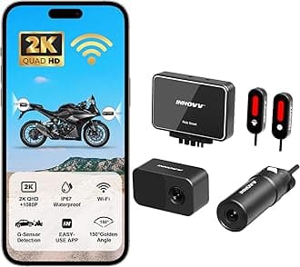 INNOVV RC6 Motorcycle DashCam Set with Blind Spot Detection, QHD 2K+1080P Front and Rear Camera, Lane Change Assist System with Voice & Indicators Alert, IP67 Waterproof, 24hr Sentry Mode