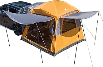 SUV Tent for Camping,Waterproof PU2000mm, Fits 5-8 People,Spacious Double Layer Design, includes Rainfly & Storage Bag, 8FT L x 8FT W x 7.2FT H,Orange