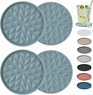 Silicone Coasters for Drinks[4 Pack]- Cup Mat for Tabletop Protection-Non-Slip, Non-Stick, Coffee Table Decor, Great Gift for Any Occasion, Light Blue