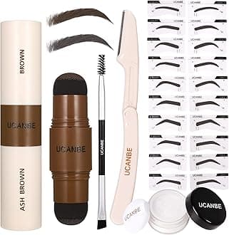 UCANBE25PCS Eyebrow Stamp Stencil Kit With Dual-Color Eyebrow Stamp Pomade,20 Reusable Eyebrow Stencils,Finising Powder,Brush,Eyebrow Razor,Zipper Pouch,Waterproof Eye Brow Stamping and Shaping Kit03