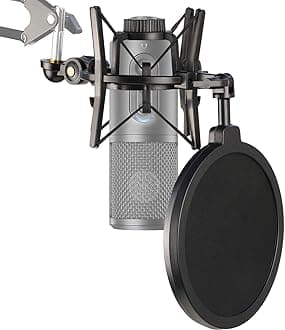 ATR2500X Shock Mount with Pop Filter, Windscreen and Shockmount to Reduce Vibration Noise Matching Mic Boom Arm Stand for Audio-Technica ATR 2500X and ATR2500 USB Condenser Microphone by YOUSHARES