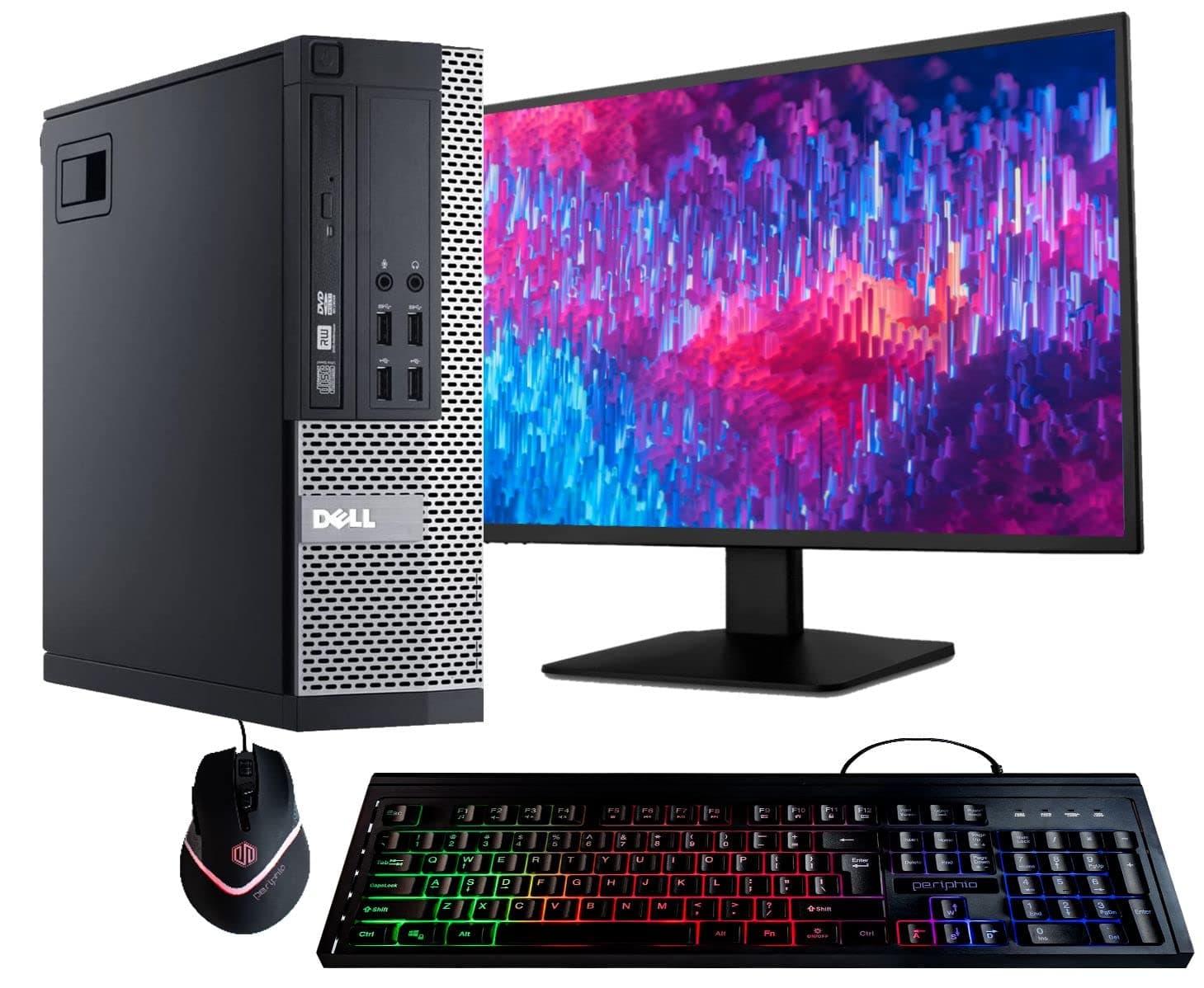 Dell Optiplex 9020 Desktop Computer PC, Intel Quad-Core i5, 500GB HDD Storage, 8GB DDR3 RAM, WiFi, 20 in Monitor, RGB Productivity Bundle, Windows 11 Pro (Renewed)