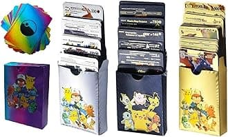 220 PCS Black+Silver+Gold+Rainbow Foil TCG Cards Set – Ultra Rare Holographic Gold Plated Trading Cards Deck Box, Vmax Style Collectible Cards Bundle, Premium Gift for Kids & Adults