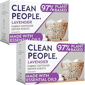The Clean People Fabric Softener Sheets - Dryer Sheets - Softens & Removes Static Cling - Vegan Laundry Softener, Essential Oils (240 Count, Lavender)