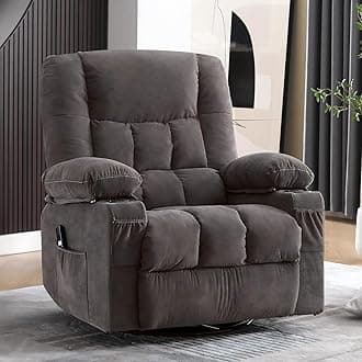 Power Swivel Recliner Chair with Rocking Function for Adults, Oversized Rocker Recliner Single Sofa with Ergonomic, Side Pocket, Two Cup Holders for Living Room