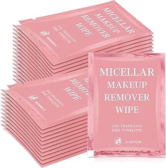 Ctosree 150 pcs Makeup Remover Wipes Bulk Individually Wrapped Makeup Wipes Single Remover Cloth Facial Cleansing Pads for Mascara Lipstick Oil Dirt Face Skin Travel Hotel(Pink)