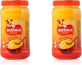 Milma Pure Cow Ghee, 1 Litre (Pack of 2, 500ml Bottles) | Rich Aroma & Danedar Texture | 100% Pure Ghee for Cooking & Puja