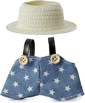 Clothes for LABUBU 17cm Doll (NO Doll),Outfit for LABUBU,Hat & Overalls Set for LABUBU Dress Up,Accessories for LABUBU