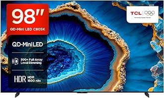 TCL 98C805K 98-inch QLED Mini LED, 4K HDR Premium 1300nits, Smart TV Powered by Google TV (Dolby Vision & Atmos, Onkyo 2.0 sound system​, 144Hz Motion Clarity Pro, Hands-Free Voice Control) [Energy Class G]