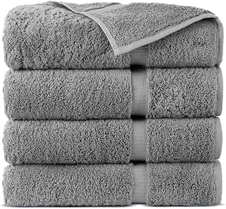 100% Turkish Cotton Towel Set (Gray, Bath Towels - Set of 4)